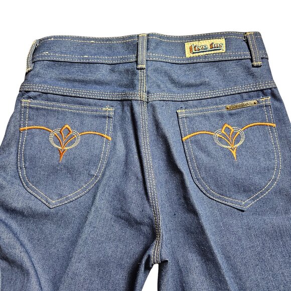 Vintage Live Ins Denim Loose Straight Jeans Raw Hem Embroidered 27x27 Boho Y2K - Picture 6 of 12
